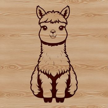 A digital illustration of a South American camelid animal with soft fur and a long neck.