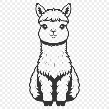 An illustration of a South American alpaca with soft fur and gentle eyes.
