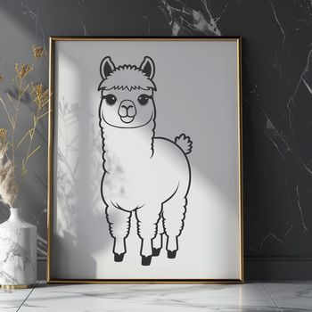 A digital vector graphic of an alpaca, suitable for use in design projects and crafting applications.