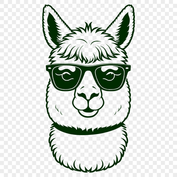 Alpaca wearing trendy sunglasses in a vector illustration.