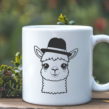 A vector illustration of a friendly alpaca wearing a hat.