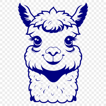 An illustration of a South American camelid animal with long neck and ears.