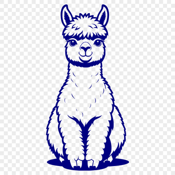 Close-up illustration of a South American camelid's face with soft fur and long neck.
