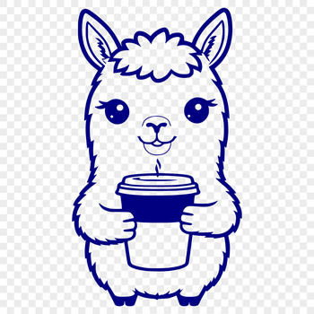 A illustration of a friendly South American camelid with a calm expression.
