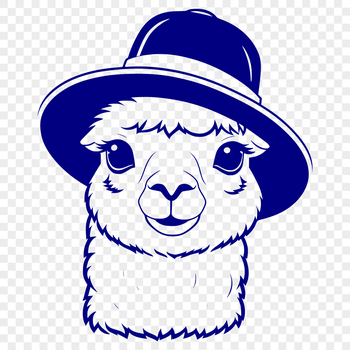A high-quality digital image of a South American alpaca wearing a hat.