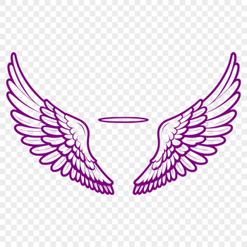 A pair of angel wings with a subtle halo effect, suitable for use in various digital projects.