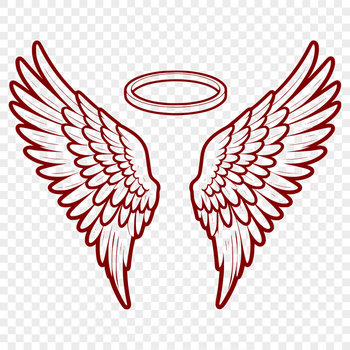 A pair of angel wings with a delicate halo, designed as a vector graphic suitable for various digital applications.