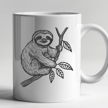A sloth in a tree, rendered as a vector graphic.