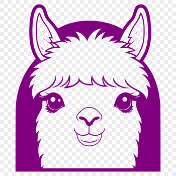 An illustrated alpaca in a stylized format, suitable for vector design.