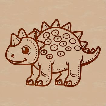 Illustration of an armored prehistoric dino, Ankylosaurus.