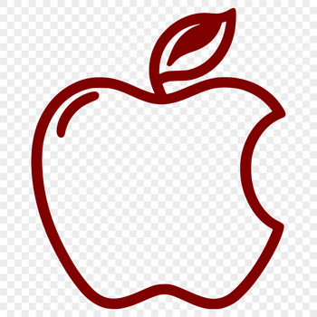 A stylized illustration of a red apple, suitable for vector art and design projects.