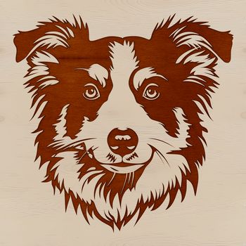A high-quality digital illustration of a friendly Australian Shepherd dog's head, suitable for various uses.