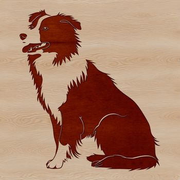 A vector graphic of an Australian Shepherd in a sitting position.