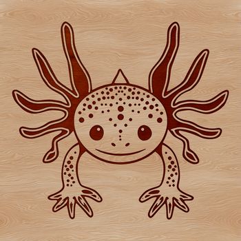 Close-up image of a Mexican axolotl's distinctive head and facial features.