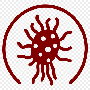 A detailed illustration of a single bacterium with irregular shape and textured surface.