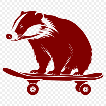 A wild animal badger in motion on a skateboard.