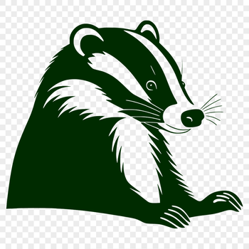 SVG illustration of a badger in a woodland scene, suitable for vector design and cutting machine projects.