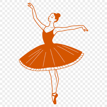 A stylized illustration of a ballerina in a classic ballet pose.