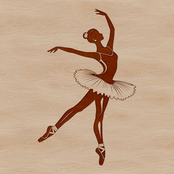 Illustrative depiction of a ballerina in a classical ballet pose.
