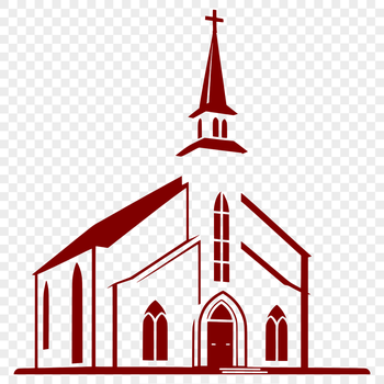 A detailed vector illustration of a traditional Baptist church building with classic architecture.