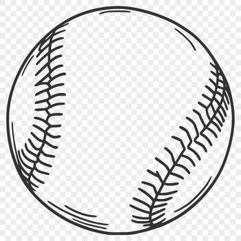 A high-resolution vector illustration of a baseball, suitable for digital and offline printing.