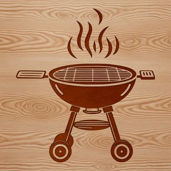 A stylized illustration of a grill with various food items, suitable for vector art and graphic design projects.