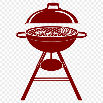 A digital illustration of a barbecue grill with utensils and food.