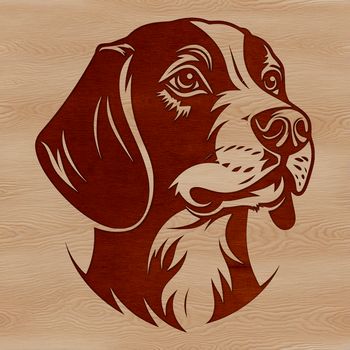 A portrait illustration of a domestic dog breed known as the Beagle.