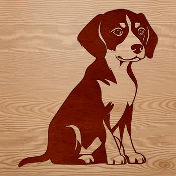 A vector illustration of a Beagle sitting on its haunches.