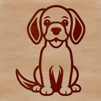 A vector illustration of a sitting beagle dog breed in a cartoon style.