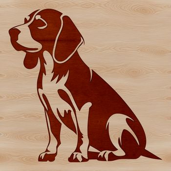A sitting beagle dog, depicted in vector format as a simple illustration.