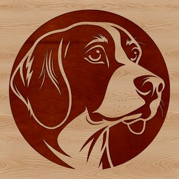Illustrative beagle dog head illustration in vector format.