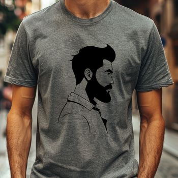 A simple line drawing of a man with a beard in vector format.