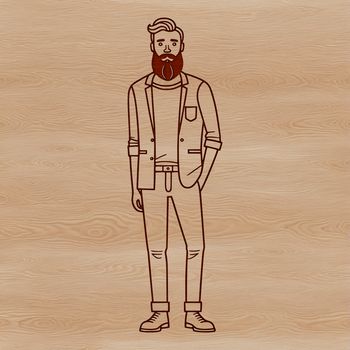 A detailed illustration of a male figure with facial hair, designed as a vector graphic for digital use.