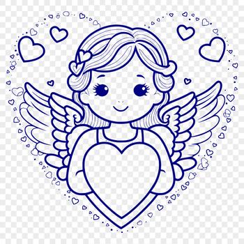 An illustration of a serene angel with outstretched wings, conveying love and compassion.