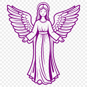 Vector illustration of a serene angel with intricate details, suitable for various design applications.