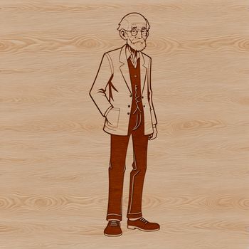 An illustration of a mature male figure with various outlines and shapes to represent a vector design.