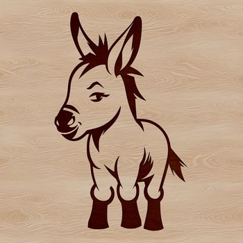 A stylized illustration of a standing donkey, suitable for vector art and graphic design projects.