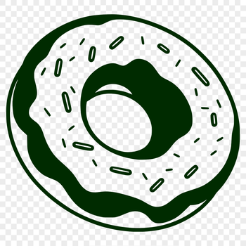 A round, ring-shaped dessert with a hole in the center, often topped with glaze or frosting.