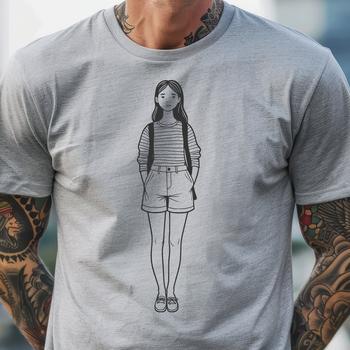 A young girl illustration made from scalable vector graphics.