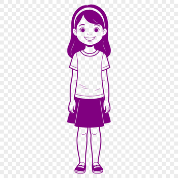A digital illustration of a young girl in various poses, suitable for vector graphics and cutting machine projects.