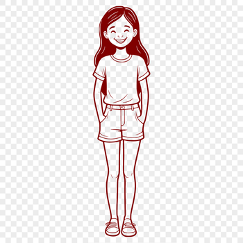 Young girl illustration designed as vector art for digital and physical applications.