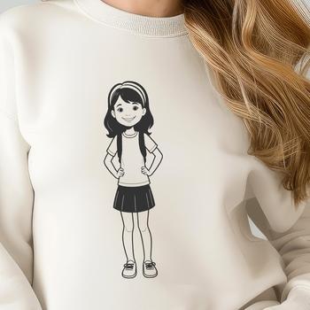 A young girl depicted in a minimalist style, suitable for various uses including commercial projects and personal designs.