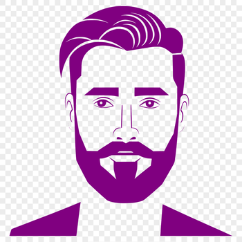 An SVG vector art design featuring a person with a beard in a simple, graphic style.
