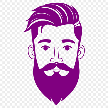 A stylized illustration of a bearded male figure with detailed features.