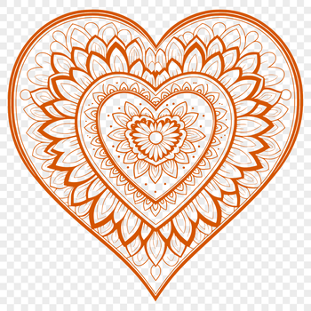 A vibrant, intricate mandala design featuring a stylized heart shape.