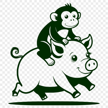 A digital illustration of a monkey-pig hybrid creature, suitable for vector art projects.