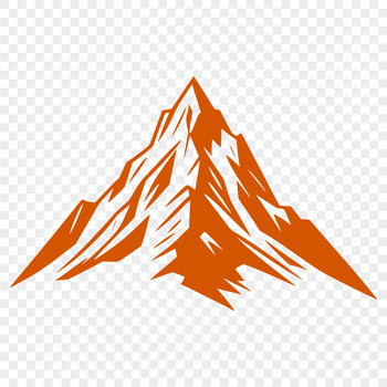 An illustration of a mountain with rugged terrain.