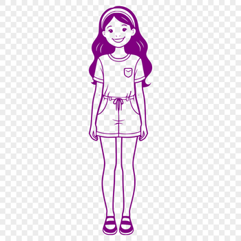 Simple line art SVG design featuring a female character.