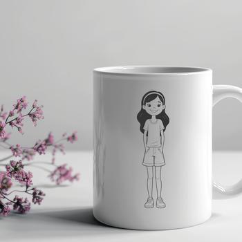 A young girl illustration designed as scalable vector graphics (SVG) for various digital applications.